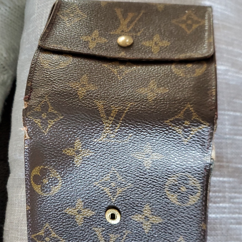 Louis Vuitton small monogram two way snap wallet brown tan luxury designer used - Picture 9 of 11